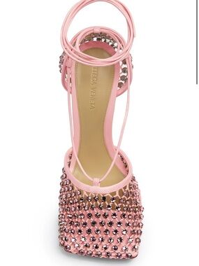 Bottega Veneta Pink Crystal-Studded Lace-Up Sandal